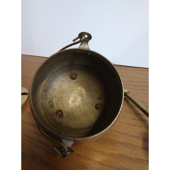 Brass Smudge Pot & Wand, Vintage Fire Starter Covered Cauldron with Pumice Stone - Picture 8 of 11